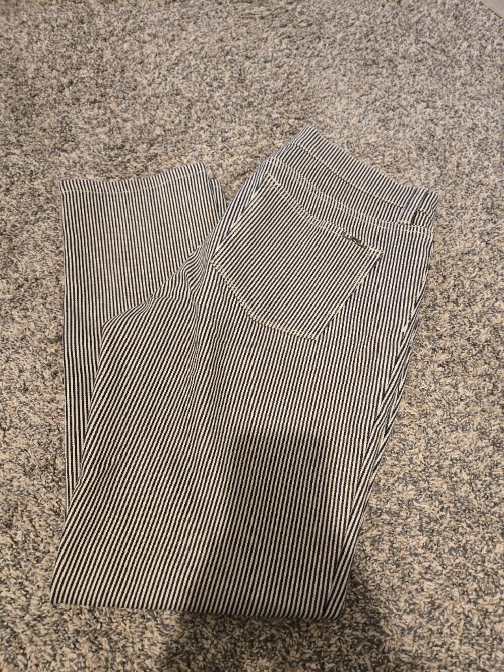 Lauren Ralph Lauren Black White Striped Straight Leg Jeans 10